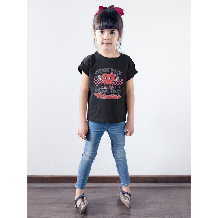 Gyermek póló 100% pamut uniszex Valentin-nap kollekció 93166, Fekete