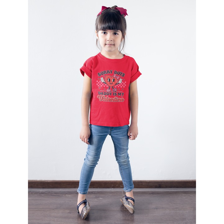 Gyermek póló 100% pamut uniszex Valentin-nap kollekció 93166, Piros