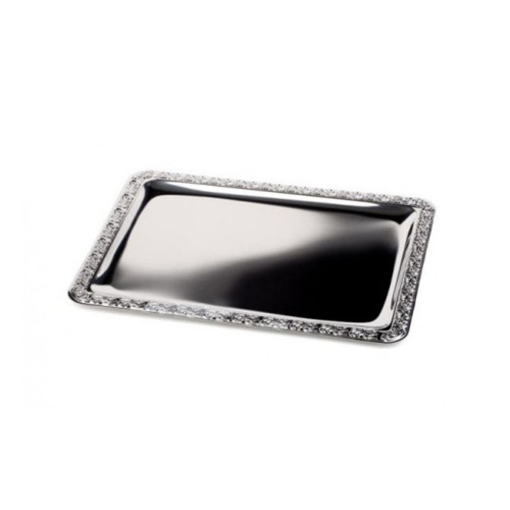 Tava dreptunghiulara, Pintinox, margine cu decor, inox