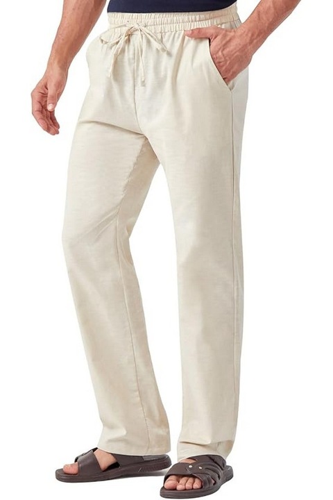 Pantaloni de in pentru barbati, Zylioo, crem, Crem