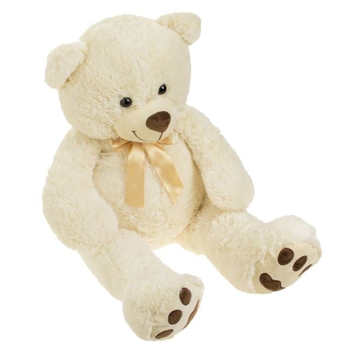 VENITIVO® Голямо плюшено мече, 70 см, мека текстура, цвят екрю, декоративна панделка