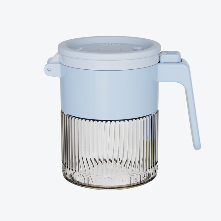 Recipient condimente, sticlă, deschidere ușoară, funcție dublă, albastru, 10x15cm