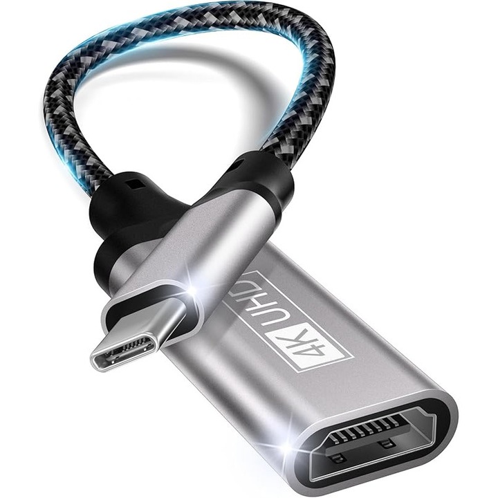 Adaptor USB-C la HDMI, lalasis, 4K, aluminiu, Plug & Play