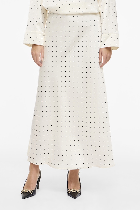 Vila, Fusta din satin cu buline, Albastru inchis/Alb murdar