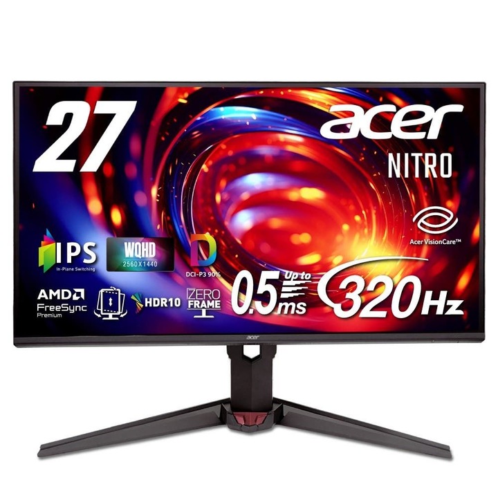 Монитор Acer XV270UF3BMIIPRX 27" QHD 300Hz IPS, черен, 68 см