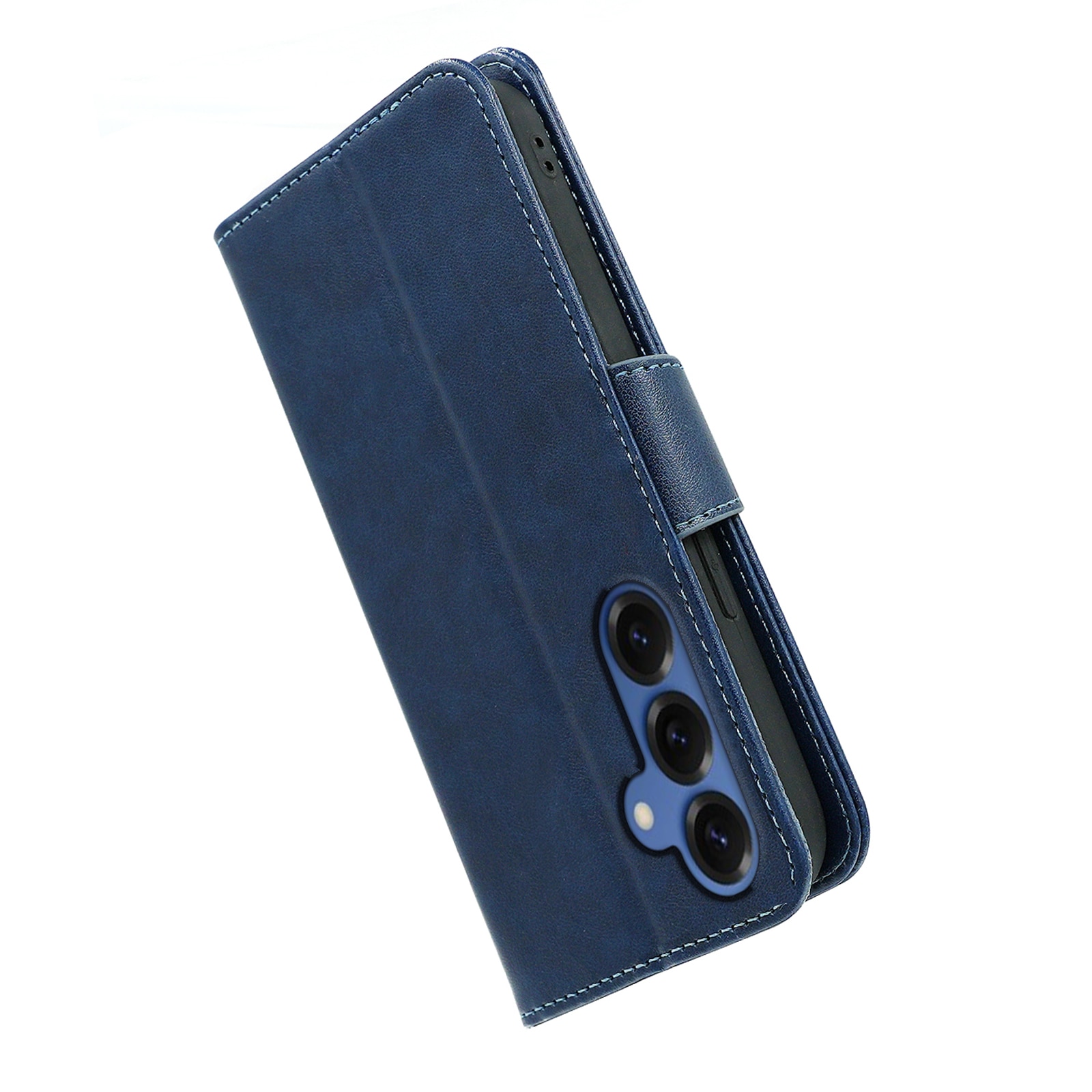 Husa pentru Samsung Galaxy S25, Omelivon, piele fina, Albastru, tip carte, cu portofel interior