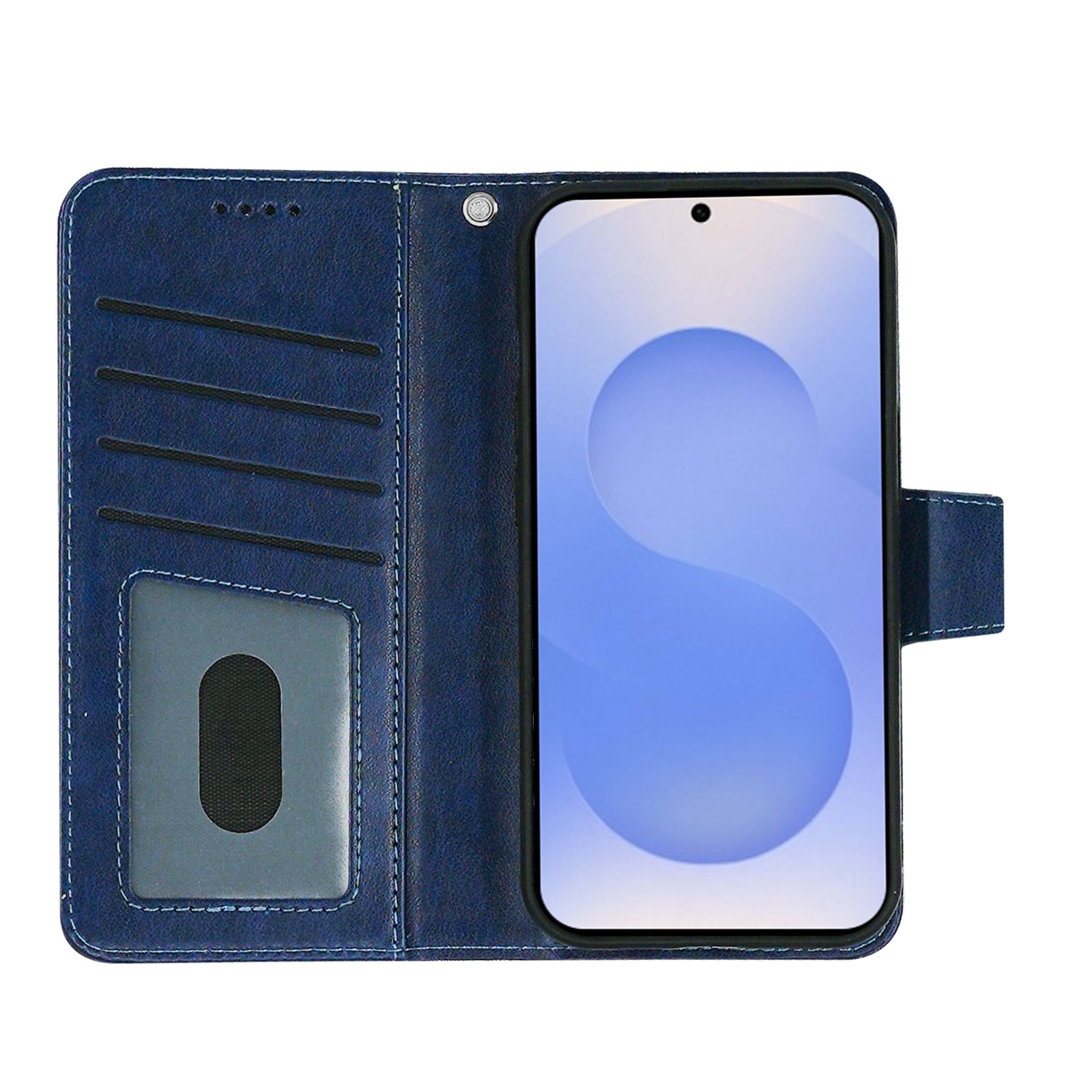 Husa pentru Samsung Galaxy S25, Omelivon, piele fina, Albastru, tip carte, cu portofel interior