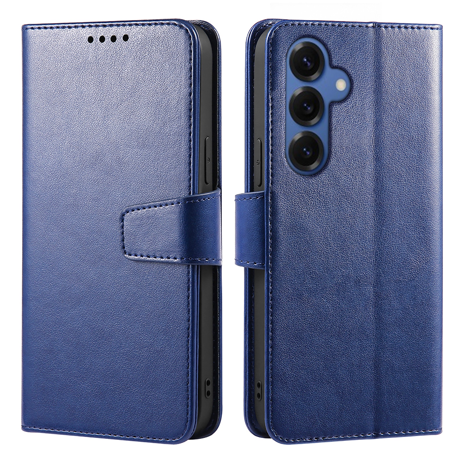Husa pentru Samsung Galaxy S25, Omelivon, piele fina, Albastru, tip carte, cu portofel interior