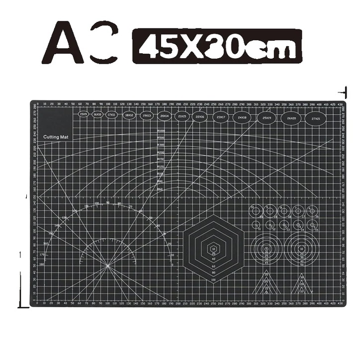 Vágólap, önjavító, fekete, A3, 3mm vastagság, kézműves szerszámkészlet