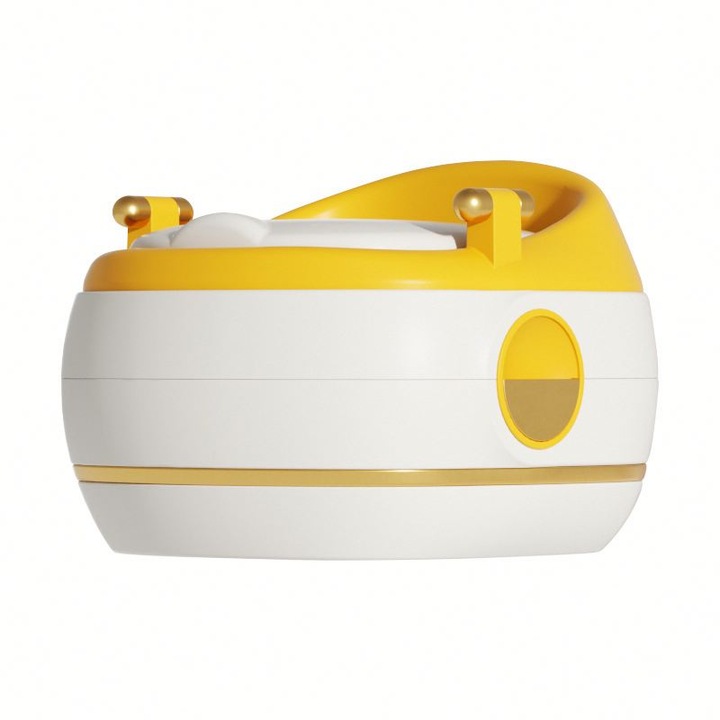 Olita Scaunel, 3 in1, GHEMOTOC®, cu Spatar, Manere, Capac, Forma Anatomica, cu Sezut Moale, galben