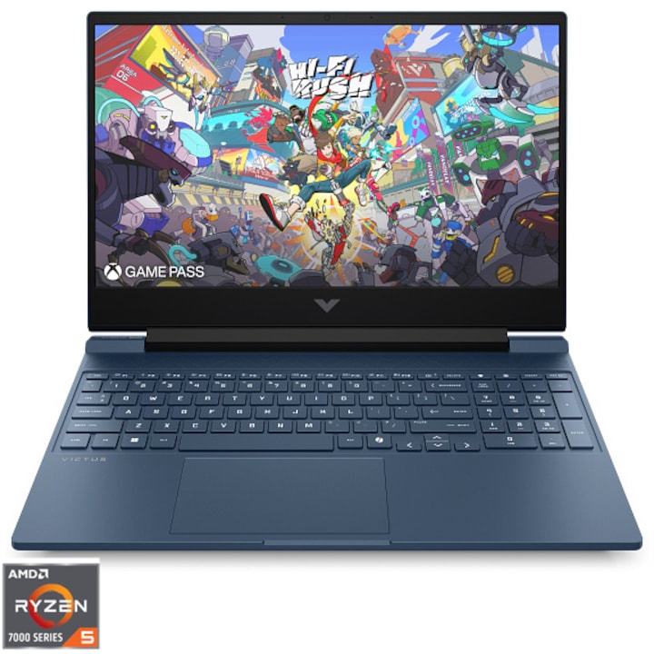 Laptop Gaming HP VICTUS 15-fb3029nn cu procesor AMD Ryzen™ 5 7535HS pana la 4.55GHz, 15.6", Full HD, IPS, 144Hz, 12GB DDR5 RAM, 1TB SSD, NVIDIA® GeForce RTX™ 4050 6GB GDDR6, Free DOS, Performance Blue