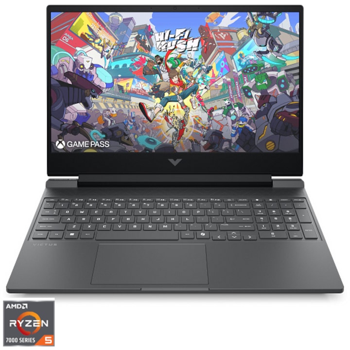 Лаптоп Gaming HP Victus 15-fb3030nn, AMD Ryzen™ 5 7535HS до 4.55GHz, 15.6'', Full HD, 144Hz, IPS, 12GB DDR5 RAM, 1TB SSD, NVIDIA® GeForce RTX™ 4050 6GB GDDR6, Free DOSS, Silver