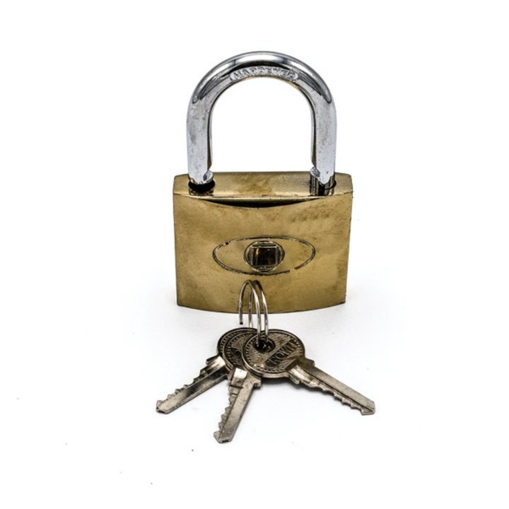 Катинар със златно покритие стандартен 3 включени ключа, 63 мм