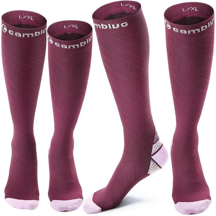 Set 2 Perechi Ciorapi Compresivi CAMBIVO, Visiniu, Marimea 38-40 EU, 20-30 mmHg