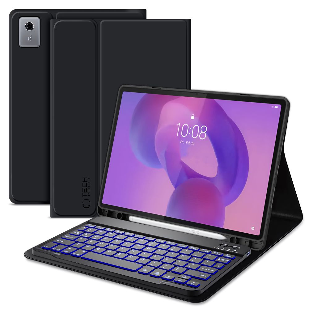 Husa Tech-Protect SmartCase Pen cu tastatura compatibila cu Lenovo Idea Tab Plus 12.1 inch, Negru