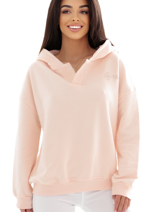 Hanorac dama Natural Side, crop, lejera, roz deschis, XL-2XL INTL