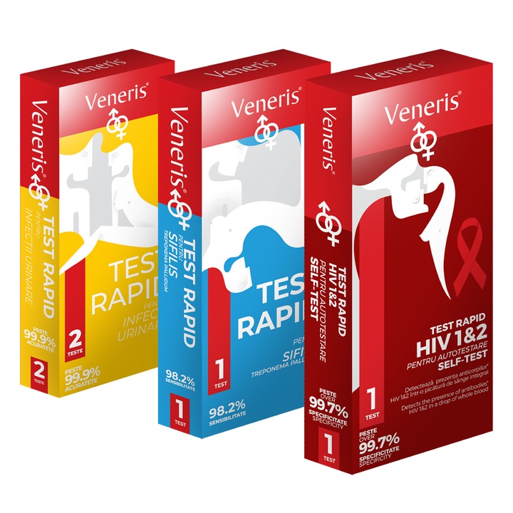 Pachet teste infectii intime Veneris (HIV, sifilis, infectii urinare), pentru auto-testare