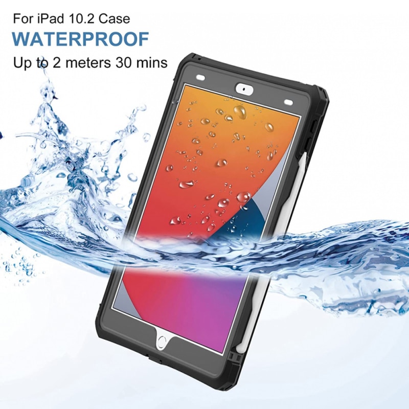 Husa Sigloo, pentru tableta Apple Ipad gen 9/8/7, 10.2", Hybrid 3in1, 360 °protectie, Stand, Waterproof, Negru
