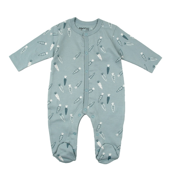 Salopeta baieti, Babybol, bumbac organic, imprimeu legume, verde, Verde aquamarin