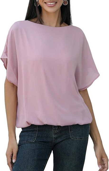 Bluza lejera pentru femei, din sifon, Roz