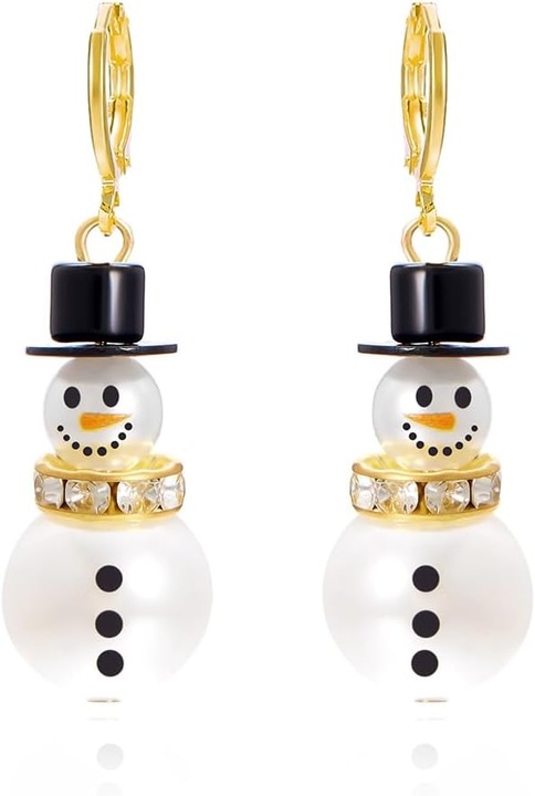 Cercei BKEPDY de Crăciun, design om de zăpadă și fulg de zăpadă, 5x2cm, metal