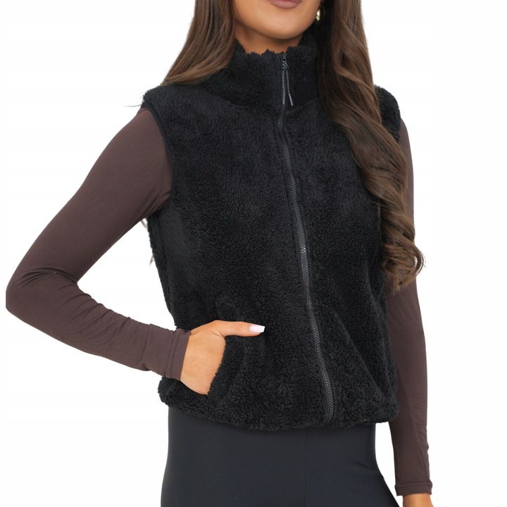 Vesta dama, guler inalt, negru, plus polar, XL-2XL INTL