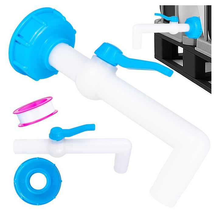 Robinet cu furtun, GEKO, 25 mm la 90° pentru rezervoare mauser