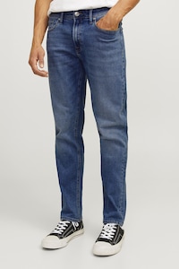 JJ REBEL, Blugi slim fit cu aspect decolorat, Albastru inchis, W30-L32