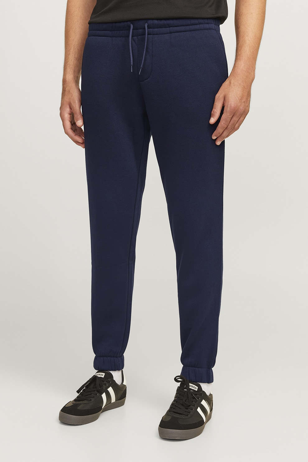 JJ REBEL, Pantaloni de trening cu croiala conica si snur, Bleumarin, M