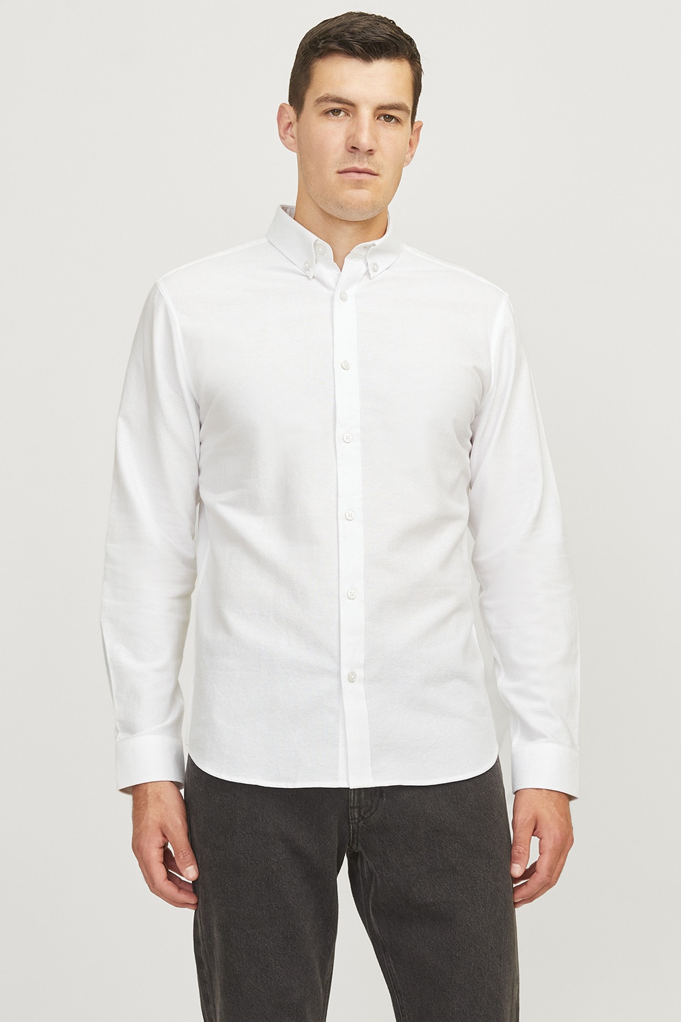 JJ REBEL, Camasa regular fit cu guler Oxford, Alb, L