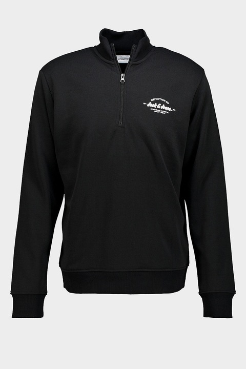 Jack & Jones, Bluza de trening din amestec de bumbac organic, Negru/Roz