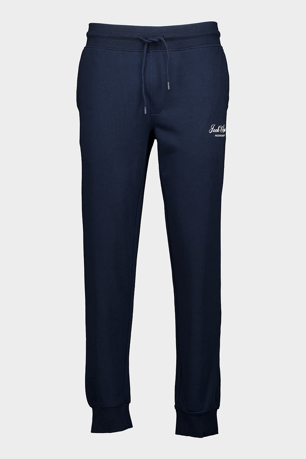 Jack & Jones, Pantaloni de trening din amestec de bumbac organic, Alb, Bleumarin, S