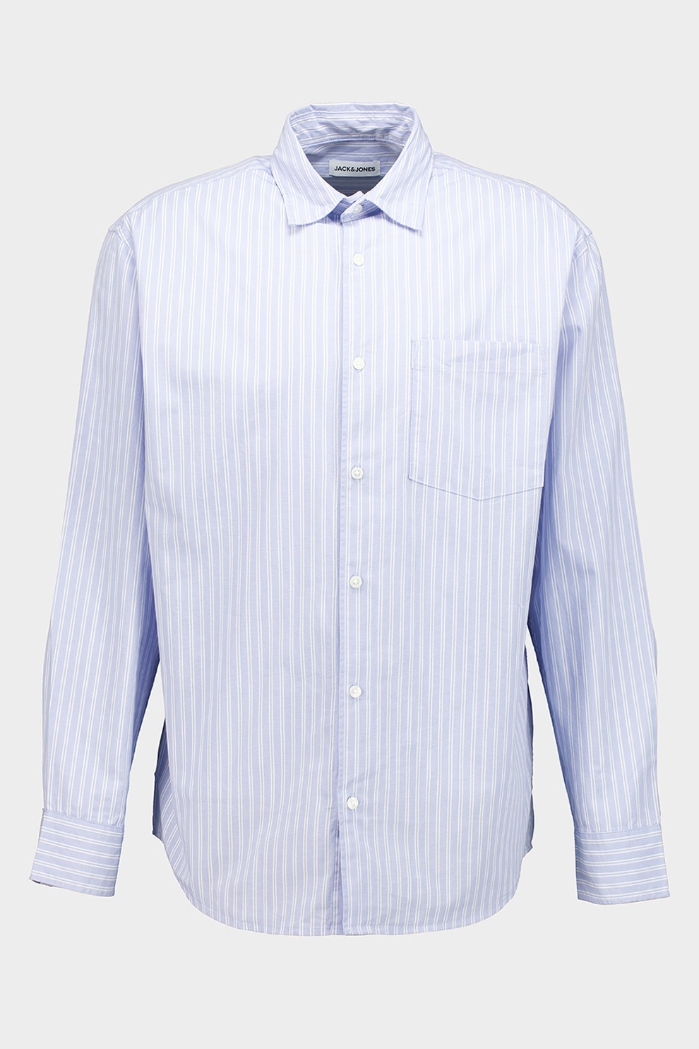 Jack & Jones, Camasa din bumbac organic cu dungi, Alb, Albastru azur, M