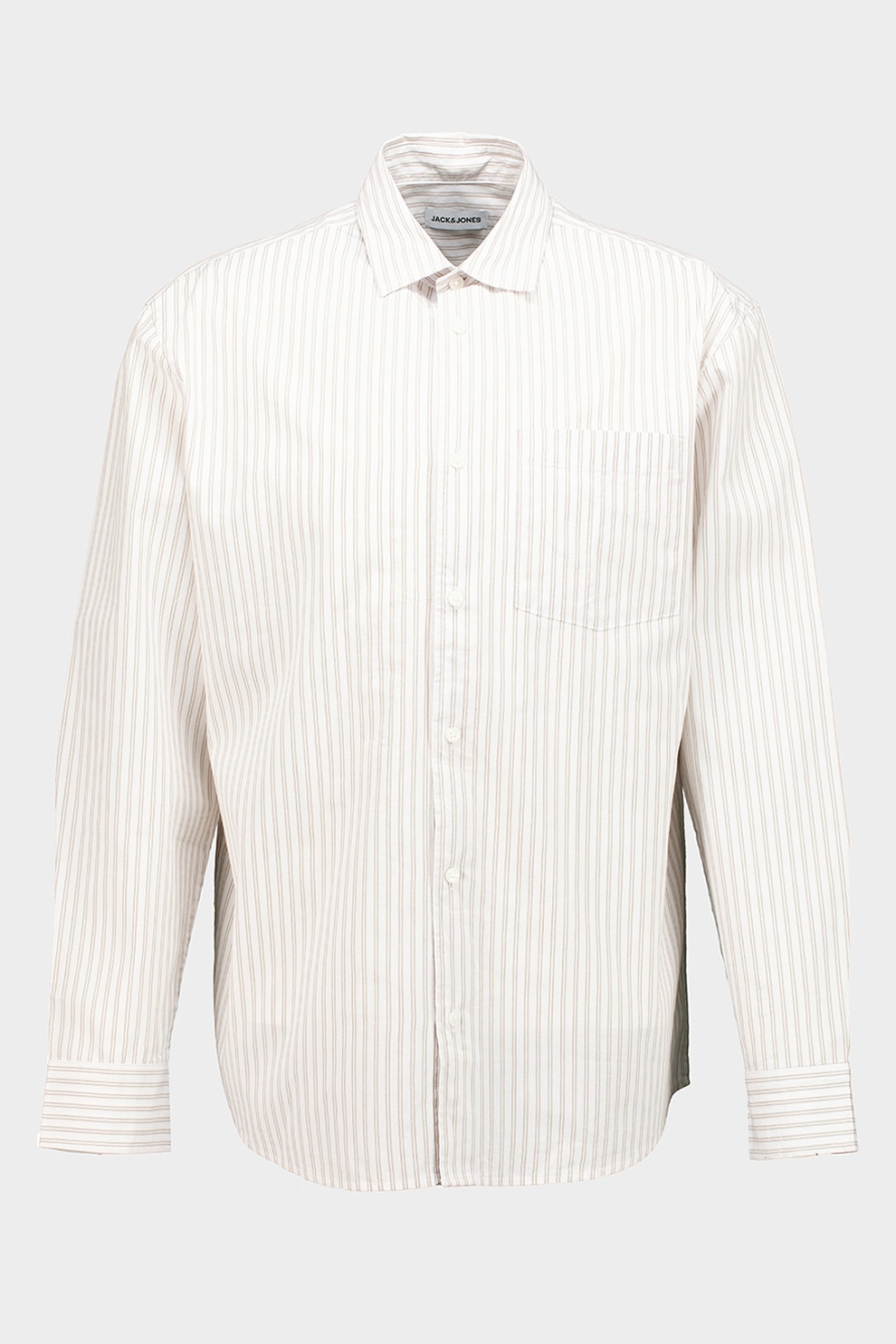 Jack & Jones, Camasa din bumbac organic cu dungi, Alb, Verde deschis, XL
