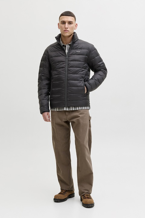 Jack & Jones, Geaca matlasata cu fermoar, Negru