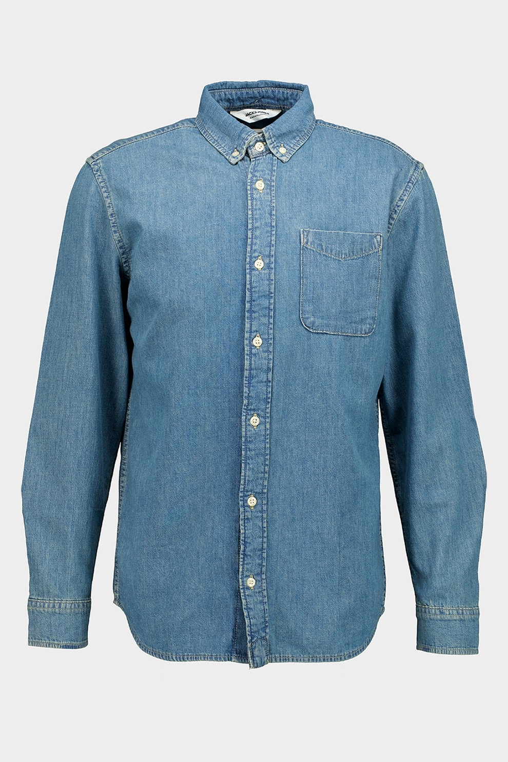 Jack & Jones, Camasa din material chambray cu maneci lungi, Albastru melange, L