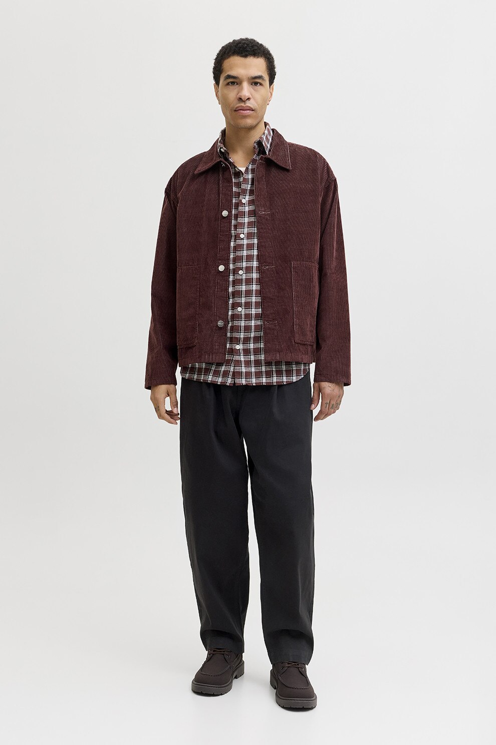 Jack & Jones, Pantaloni barrel fit de bumbac organic, Negru, L