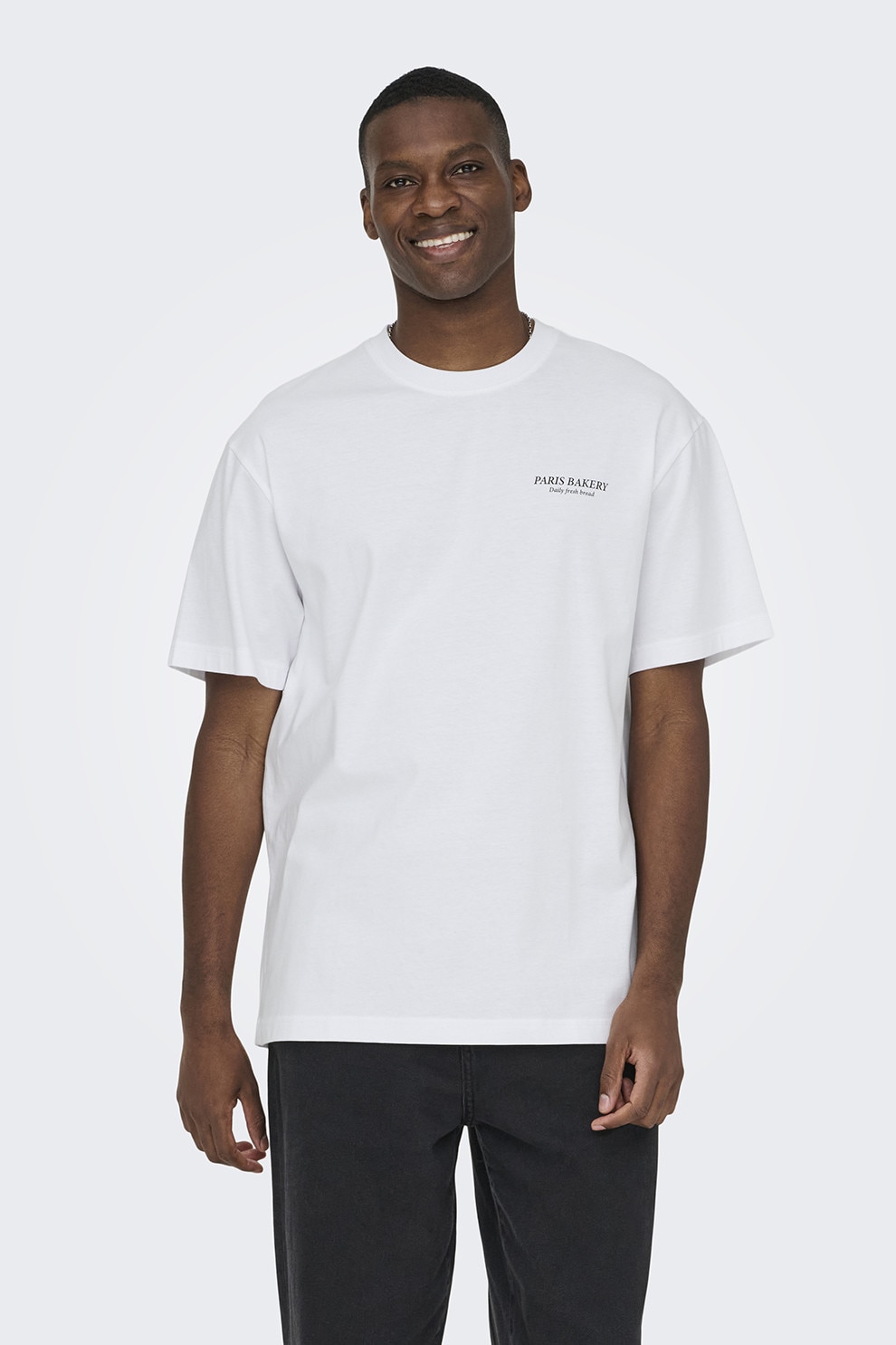 Only & Sons, Tricou relaxed fit de bumbac organic cu imprimeu, Portocaliu, Alb optic, L