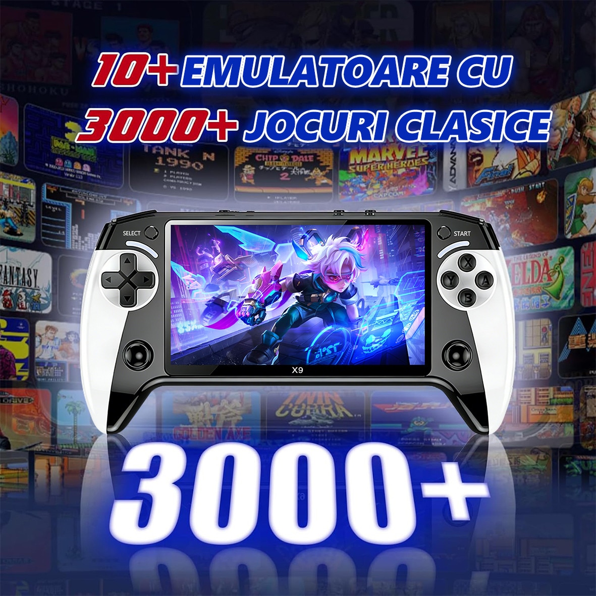 Consola de jocuri portabila, Yulinland®️, Top 10 emulatoare, Ecran de 5,5 inci, iesire TV AV, incarcare USB, Suporta redarea MP3/MP4, Negru