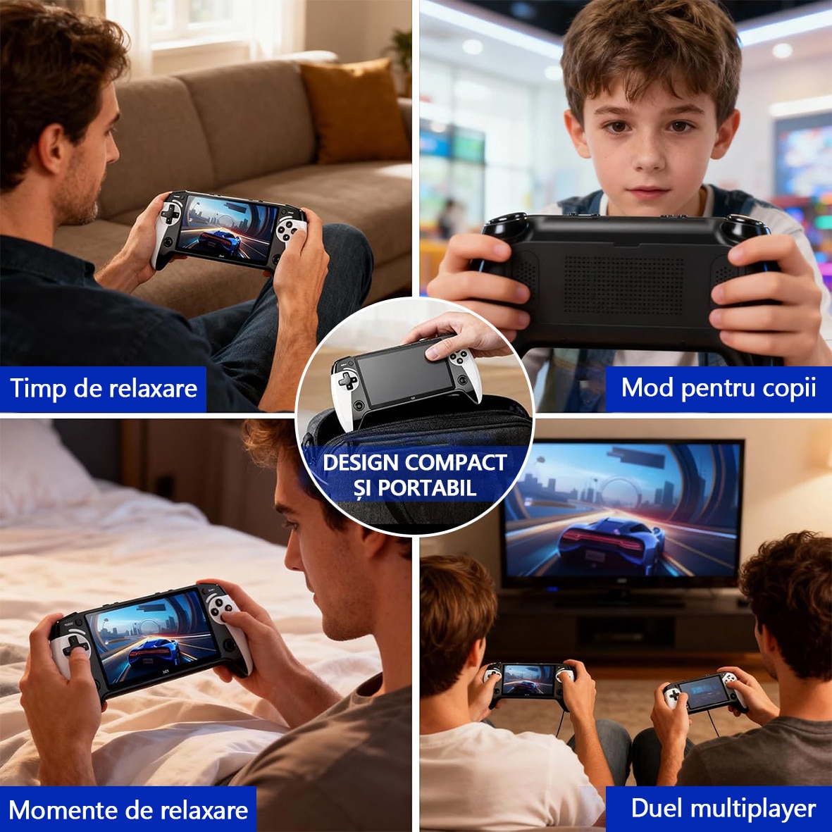 Consola de jocuri portabila, Yulinland®️, Top 10 emulatoare, Ecran de 5,5 inci, iesire TV AV, incarcare USB, Suporta redarea MP3/MP4, Negru