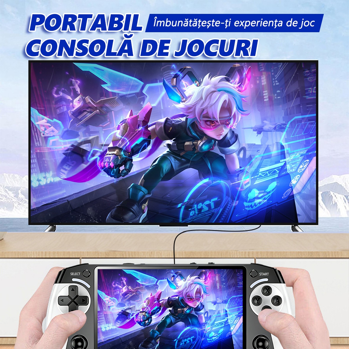 Consola de jocuri portabila, Yulinland®️, Top 10 emulatoare, Ecran de 5,5 inci, iesire TV AV, incarcare USB, Suporta redarea MP3/MP4, Negru