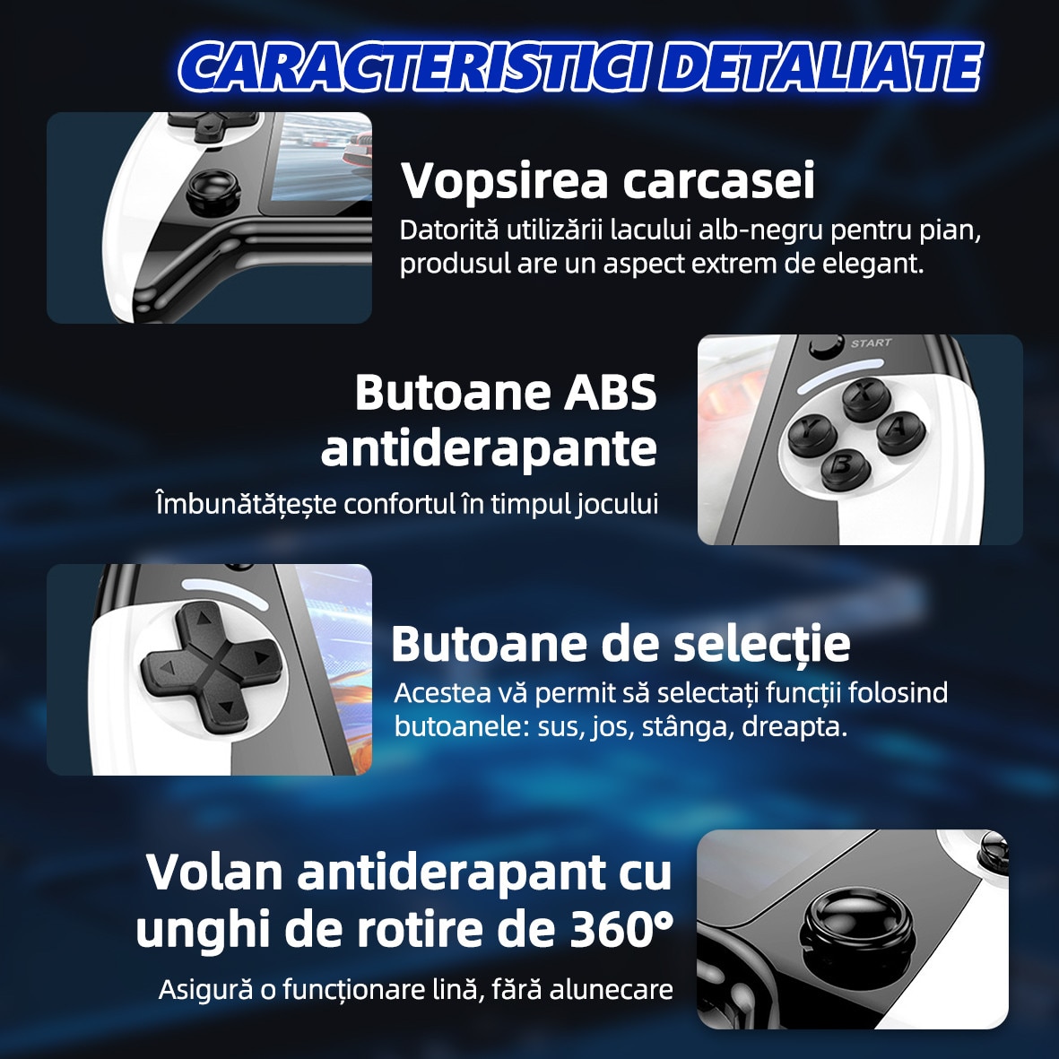 Consola de jocuri portabila, Yulinland®️, Top 10 emulatoare, Ecran de 5,5 inci, iesire TV AV, incarcare USB, Suporta redarea MP3/MP4, Negru