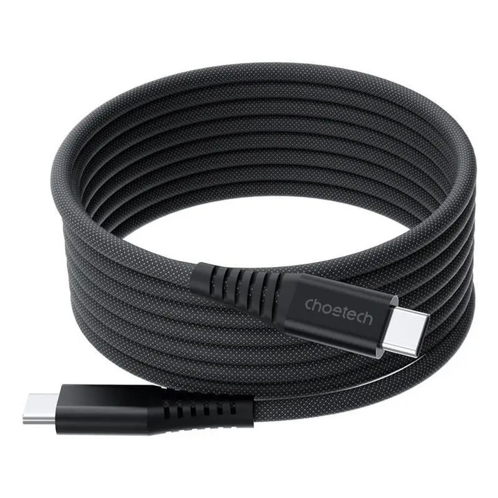 Cablu magnetic date/încărcare USB-C - USB-C Choetech 1.2m, negru, PD 100W
