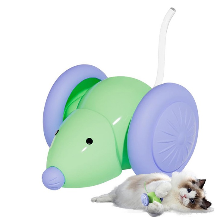 Jucarie Interactiva Pisici NAXSIR, Atrage atentia pisicii, Pornire automata la Atingere, 150mAh, LED, incarcare USB, verde