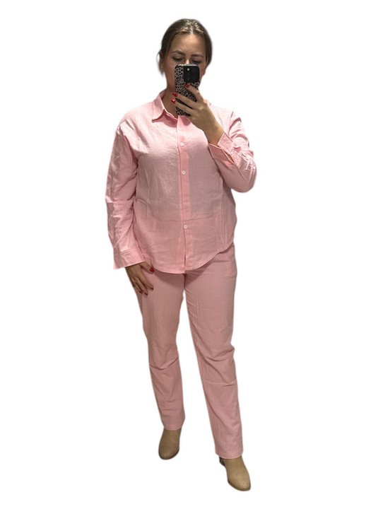 Set dama elegant din doua piese si pantaloni, Roz, Roz