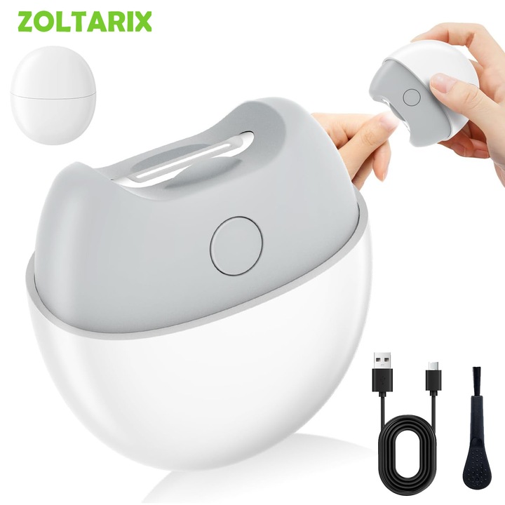 Електрическа Професионална Нокторезачка 3 В 1, ZOLTARIX, LED Светлина, 2 Скорости, отделение за отпадъци, Маникюр, USB Презареждаща се, Тиха, Идеална За Възрастни, Деца, Бебета И Възрастни Хора, Бяла