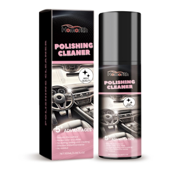 Spray polish auto, pentru lustruirea interiorului, finisaj neted si lucios pe suprafetele din piele, plastic si cauciuc, usor de utilizat, 100 ml - CARPROTE JOIRIDE®
