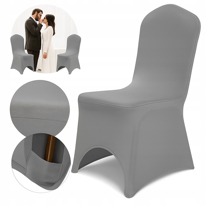 Husa elastica universala pentru scaun de banchet, grosime 190 g, gri