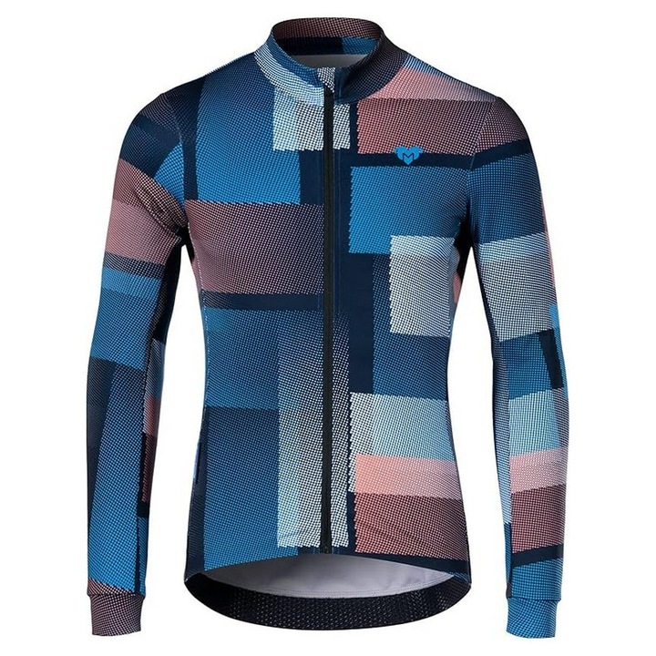 Bluza termica de ciclism MTB cu buzunare cu fermoar pentru barbati, multicolor, MY KILOMETRE, Albastru