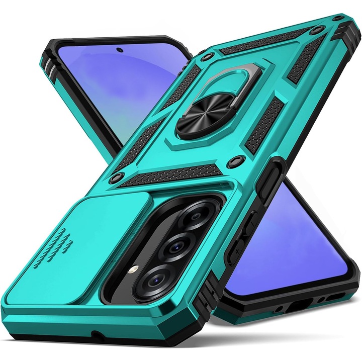 Husa pentru Samsung Galaxy A57 5G DaDen Hybrid Armor Kickstand, Slider Camera, Antisoc, Protectie Superioara, Verde
